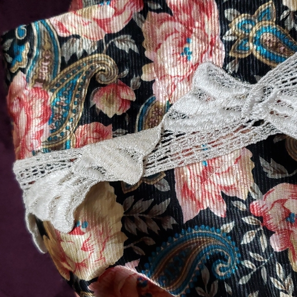 RARE!! Vintage Floral & Lace Peplum V Neck Pencil Skirt Formal Mini Midi Dress - Picture 7 of 11